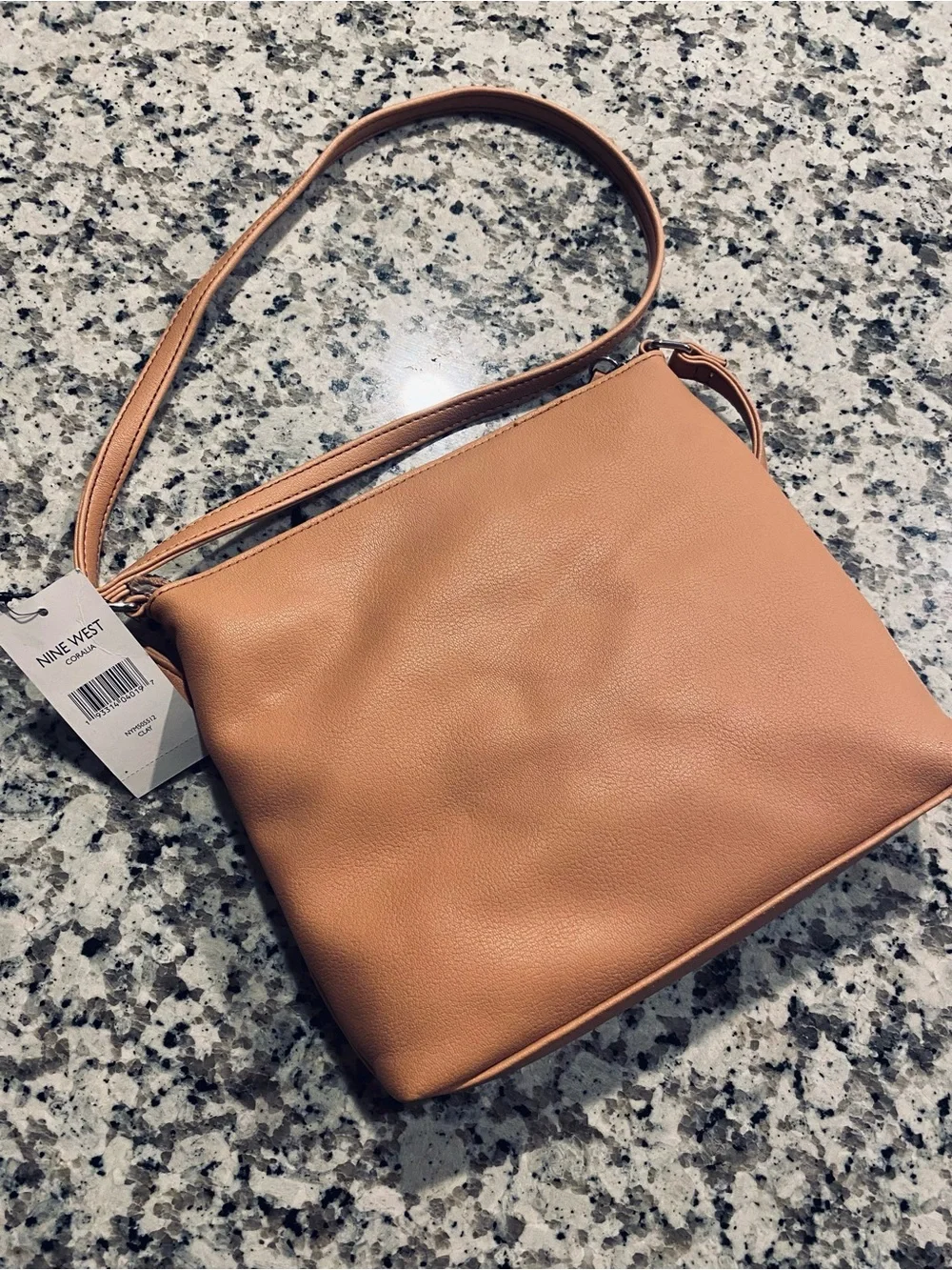 Nine West Peach-Tan Crossbody with Front Zip Pockets